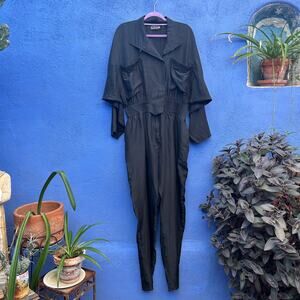 vintage 80s carole little for saint-tropez west black silk jumpsuit